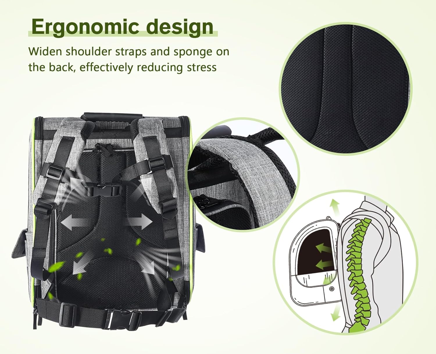 pecute Haustier Rucksack mit Netzfenster, Tragbare und Faltbare Katzentasche, Atmungsaktive und Leichte Hundetasche, Wasserdichtes Oxford-Tuch mit Viel Platz, Multifunktionales Rutschfestes Grau XL