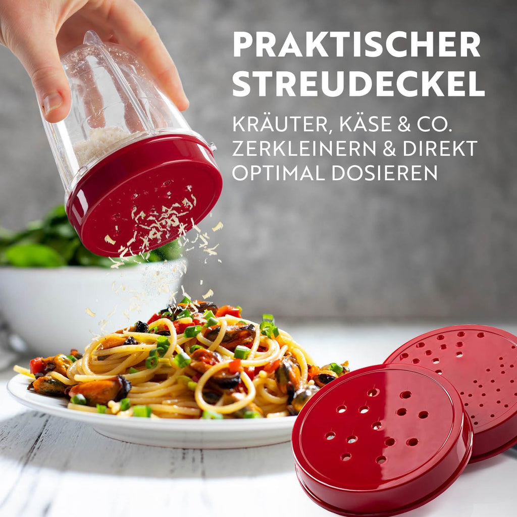 GOURMETmaxx Frullatore per Smoothie e Frullatore a Immersione Set da 18 pezzi - 400W | Frullatore Elettrico da 750ml, Mixer con 4 Bicchiere To-Go, 2 Lame, Spremiagrumi, Piedistallo e Coperchio | Lavabile in Lavastoviglie, a Prova di Perdite e Senza BPA
