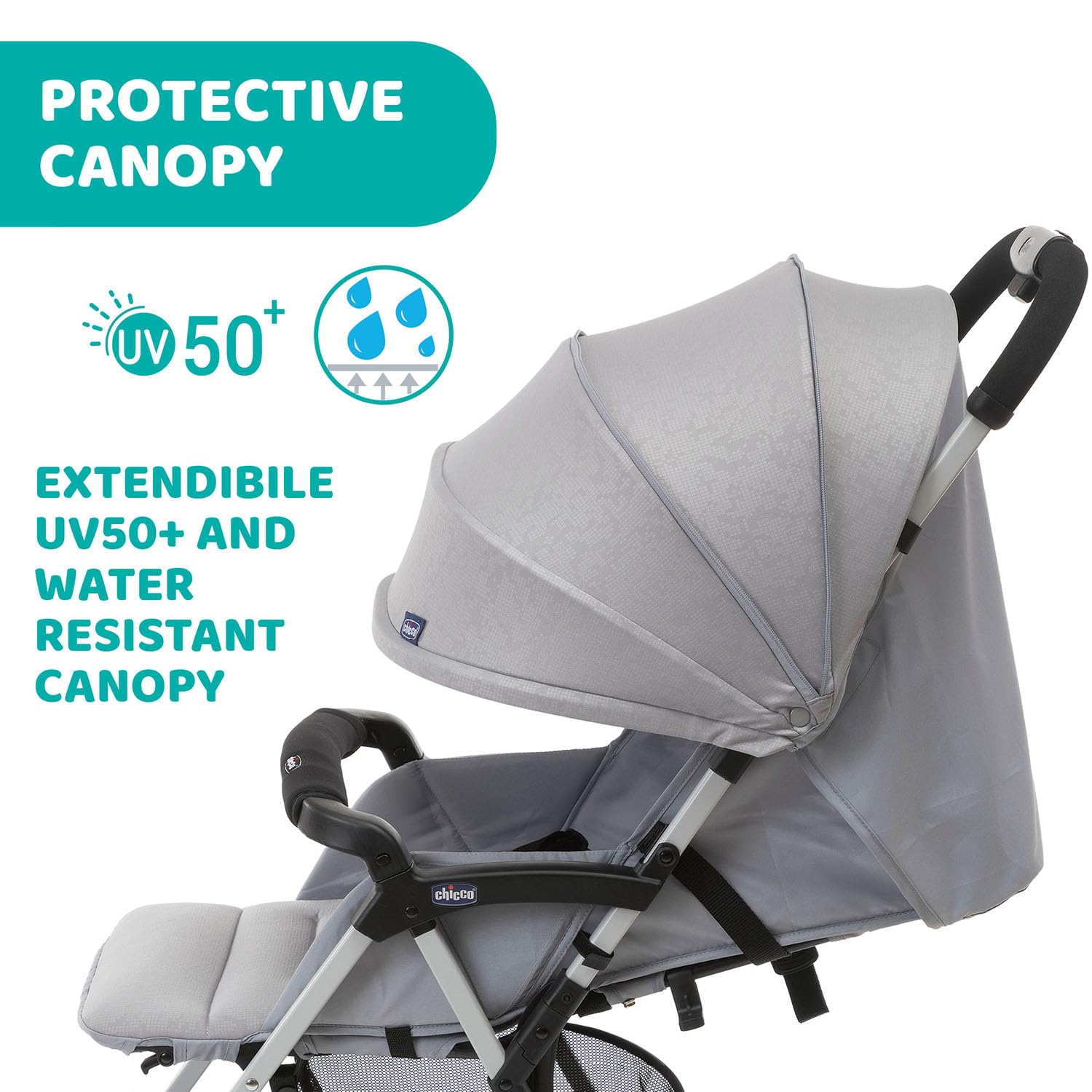 Chicco OHlalà 3 Ultra-Leichtgewicht Kinderwagen von Geburt bis 15 kg, Liege- und Faltbuggy mit großem Einkaufskorb, Kompakt, Regenschutz und Ausziehbares Verdeck