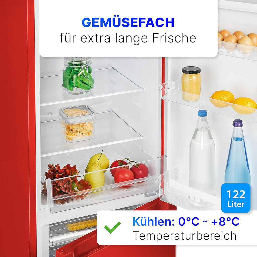 Bomann Frigo-Congelatore KG 320.2, 143 cm di Altezza, Frigo-Congelatore con Capacità 175 Litri, 3 Ripiani e 3 Cassetti, Cerniera della Porta Reversibile, Frigo-Congelatore Silenzioso 39 dB, Nero