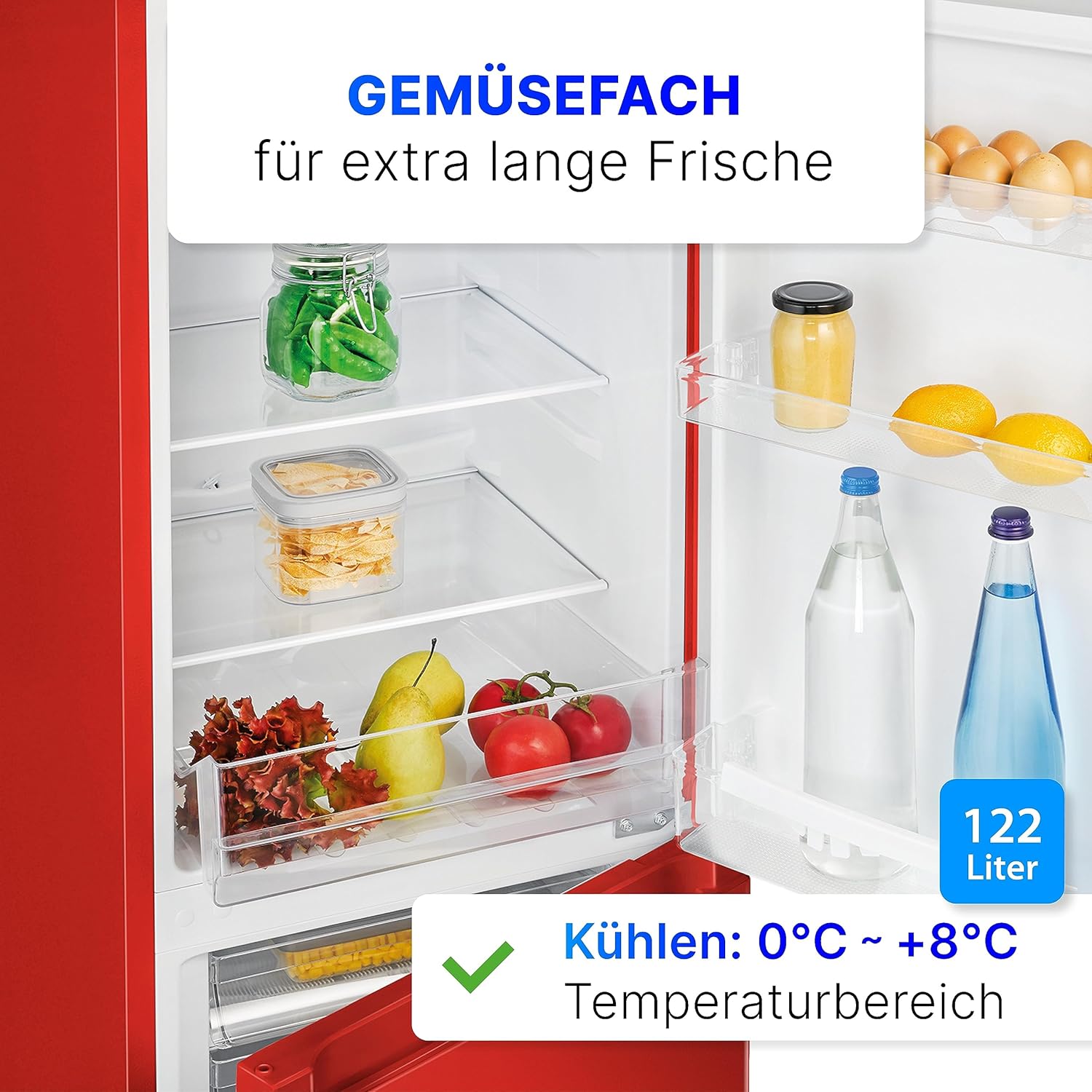 Bomann Frigo-Congelatore KG 320.2, 143 cm di Altezza, Frigo-Congelatore con Capacità 175 Litri, 3 Ripiani e 3 Cassetti, Cerniera della Porta Reversibile, Frigo-Congelatore Silenzioso 39 dB, Nero