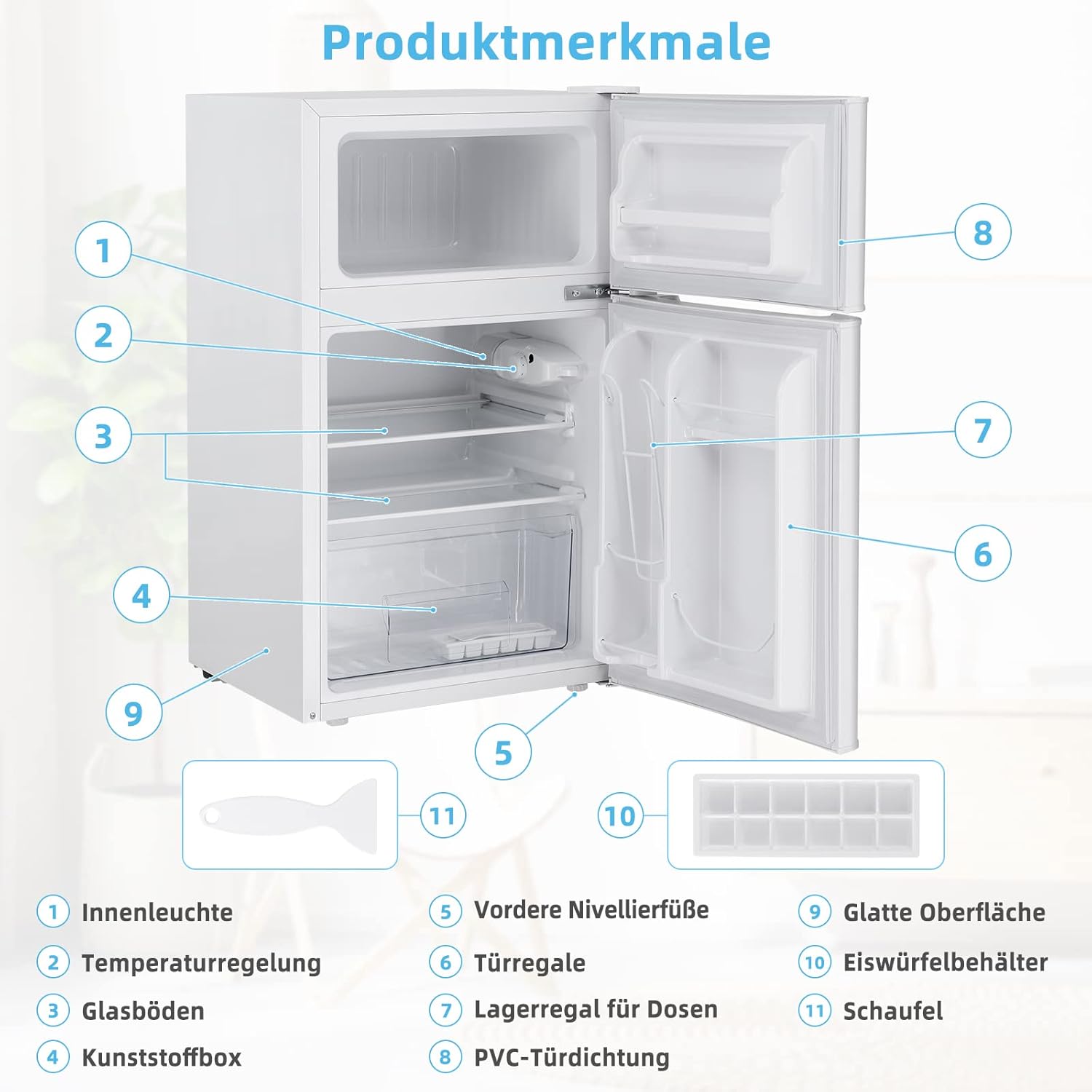 COSTWAY Frigorifero 90L con Congelatore 27L Combinato Frigo-Congelatore Verticale Congelatore Mini Frigo (bianco)