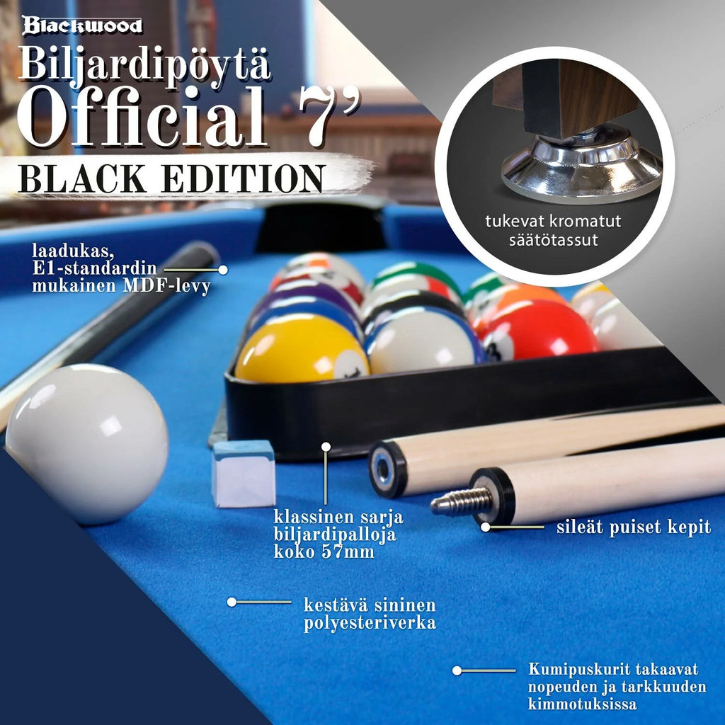 Tavolo da biliardo Blackwood, 7' Official Black