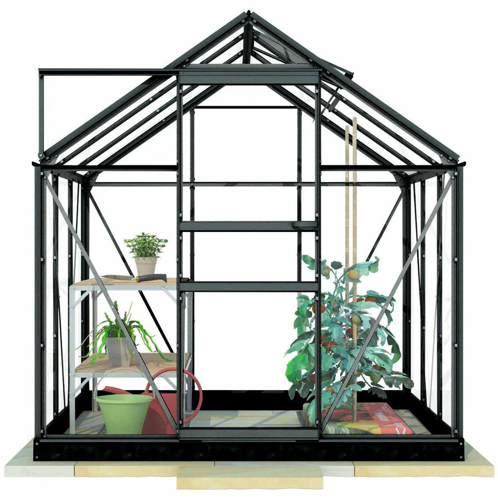 Lykke Gewchshaus Glass 3,8m2, schwarz