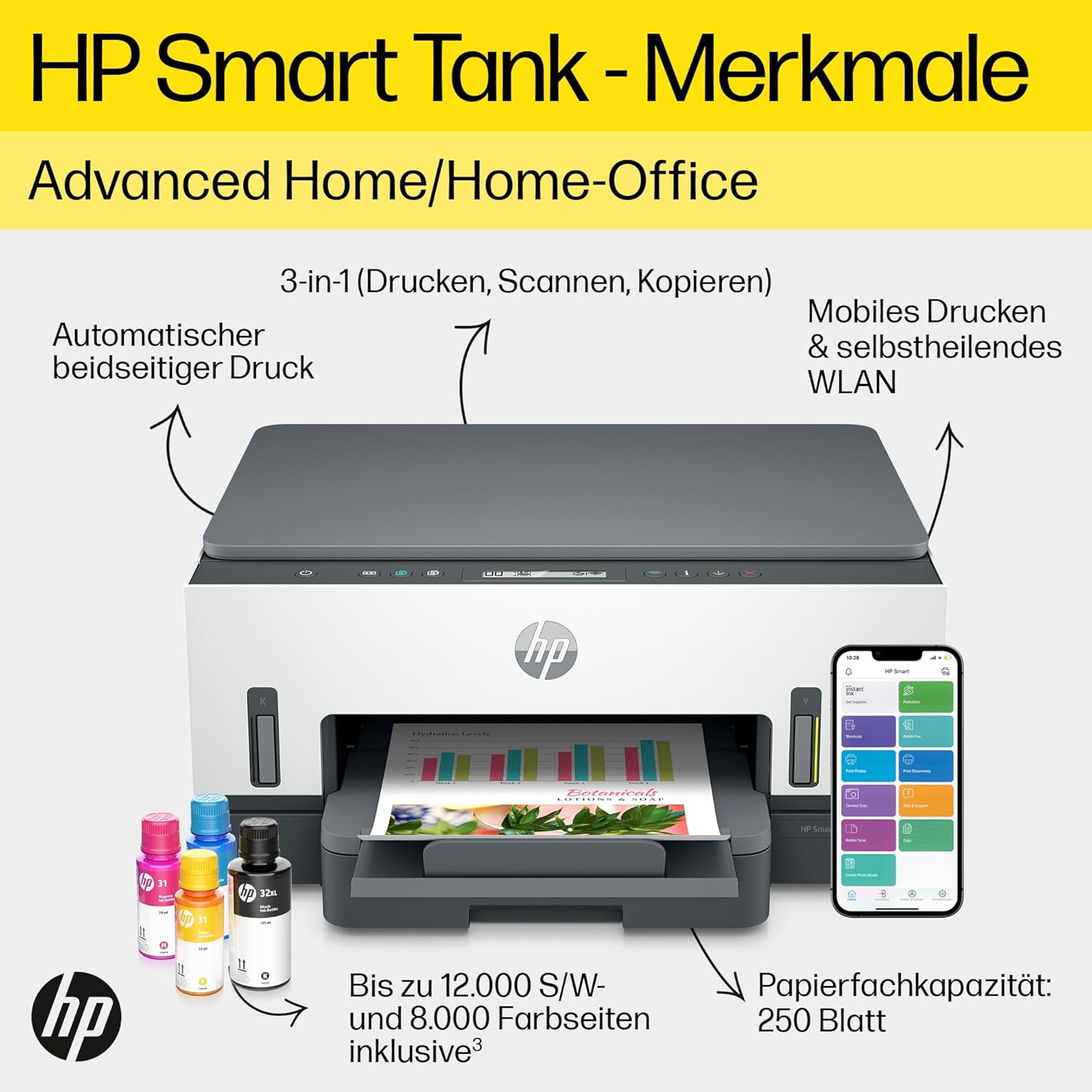 Stampante multifunzione HP Smart Tank 7605 4-in-1 (Wi-Fi; fronte/retro; ADF) – 3 anni di inchiostro incluso, 3 anni di garanzia, serbatoio inchiostro grande, alta autonomia, stampa di alta qualità