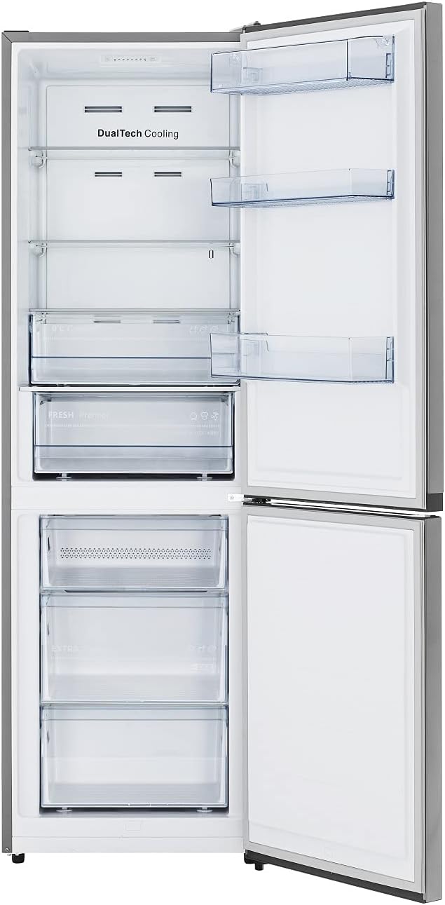 Hisense RB327N4ADD Frigorifero Combinato, Classe Energetica D, Total NoFrost, Porta Reversibile, Griglia Portabottiglie, Vano Frigo 171 Litri, Vano Congelatore 85 Litri, Look Acciaio Inox