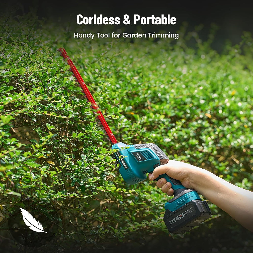 Seesii Set 6-in-1 Mini Motosega e Tagliasiepi a Batteria, con 2 Batterie da 4000mAh, Potatore ad Asta con Asta Telescopica, Portata Massima fino a 4,57m, Adatto per la Cura del Giardino e il Taglio del Legno