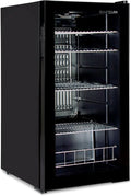 °CUBES Frigorifero per bevande 90L con porta in vetro e 4 ripiani regolabili | Frigorifero compatto per bottiglie, perfetto per casa, ufficio, feste e ristorazione | Elegante frigorifero con porta in vetro, nero