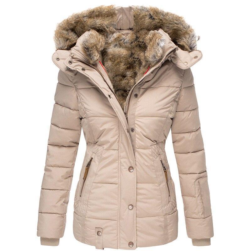 Elegante cappotto invernale con cappuccio da donna