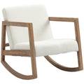 HOMCOM Sedia a Dondolo Relax con Struttura in Legno, Tessuto Teddy in Fleece Cremisi