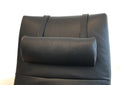 Cuscino poggiatesta largo per poltrona relax Jori, modello ellittico, nero, contrappeso in acciaio inossidabile spazzolato, a rullo