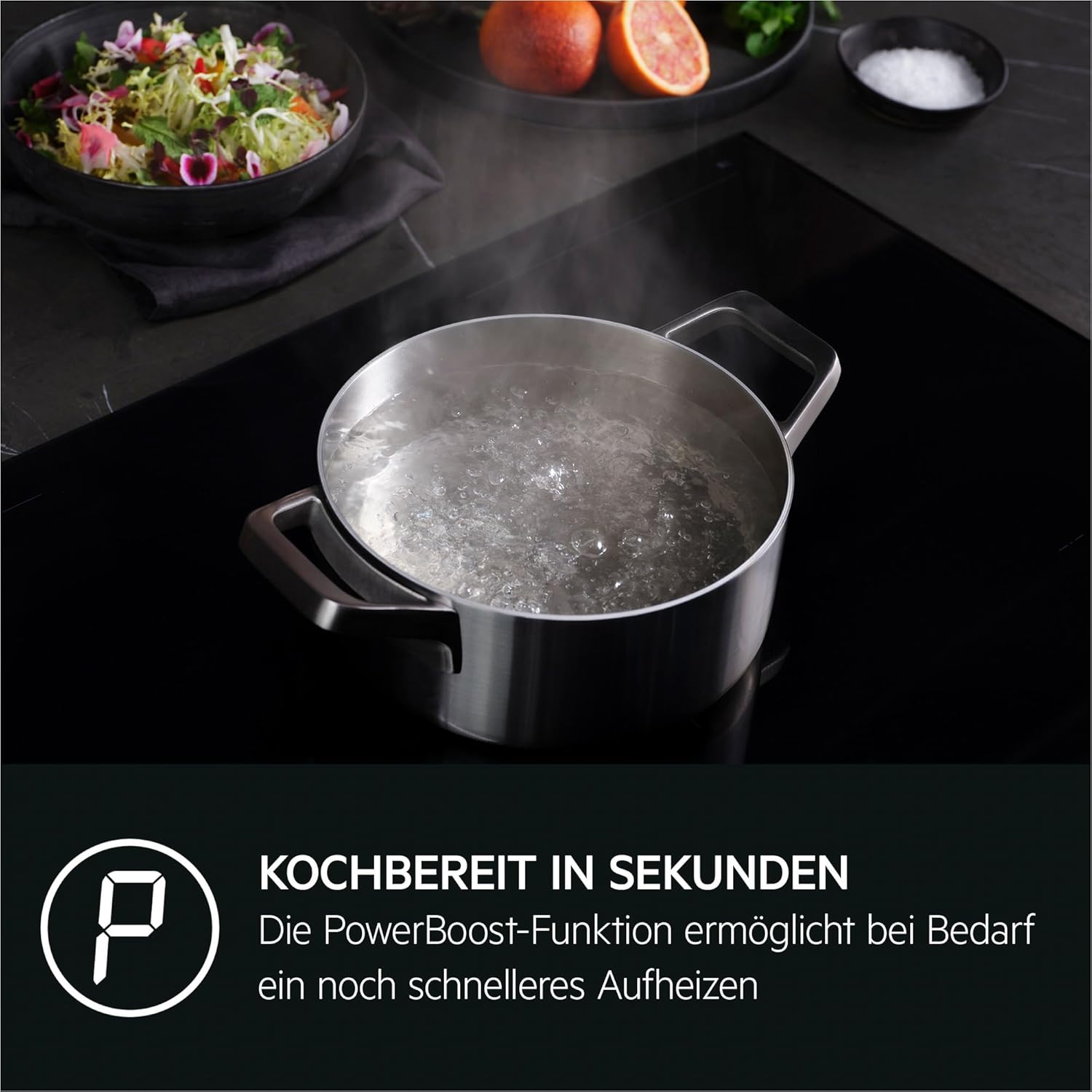 AEG Induktionskochfeld autark 60cm – 4 Flex-Kochzonen mit Powerfunktion für schnelleres Kochen – 14 Stufen – SuperFlat Rahmen – Timer – Touch-Bedienung – kompatibel mit Haubenautomatik – TO64IA0AXB