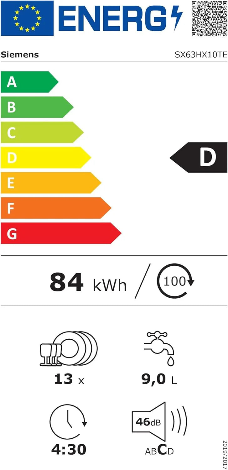 Siemens SN63EX06VE, iQ300 Smarter Lavastoviglie, Lavastoviglie a incasso totale, 60 cm, Cassetto posate, Extra silenziosa, varioSpeed, Apertura automatica porta, Triple rackMatic, infoLight, intensiveZone