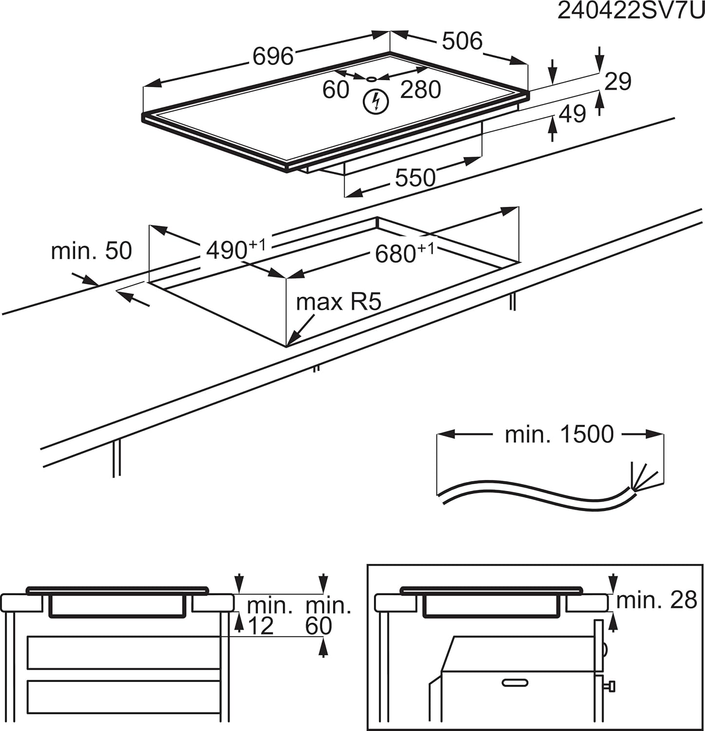 AEG Induktionskochfeld autark 60cm – 4 Flex-Kochzonen mit Powerfunktion für schnelleres Kochen – 14 Stufen – SuperFlat Rahmen – Timer – Touch-Bedienung – kompatibel mit Haubenautomatik – TO64IA0AXB