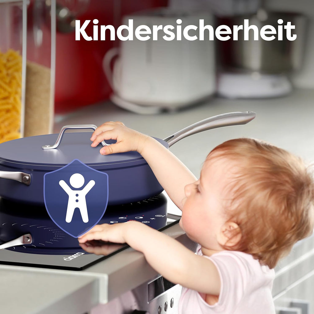 Ciarra CABBIH4-C 4 Zonen Einbau Induktionskochfeld 60cm Kochfeld Induktion Herdplatte Touch-Bedienung mit 4 Platten 9 Leistungsstufen Induktionskochplatte Timer 6000W