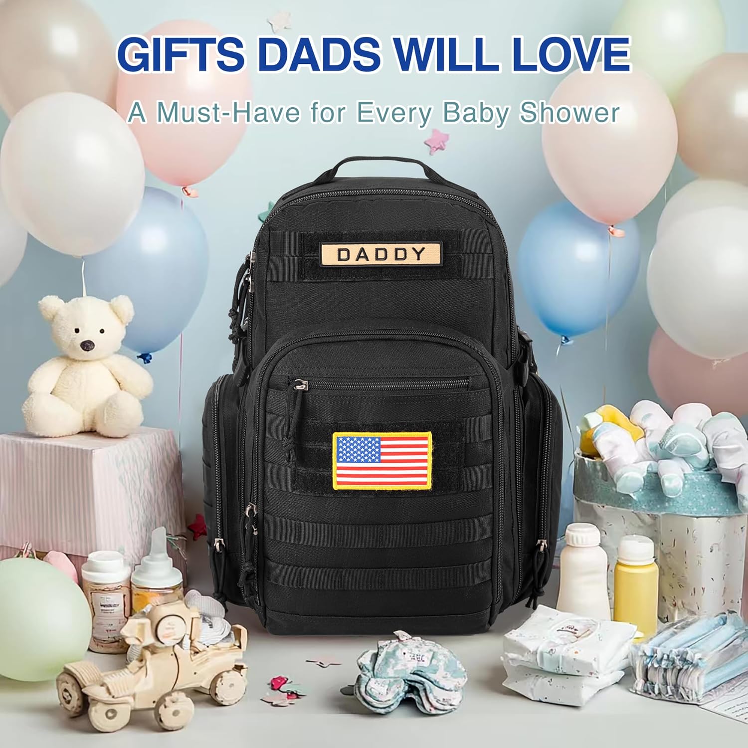 MIRACOL Borsa Fasciatoio per Papà, Borsa Militare, Zaino, Borsa Multifunzione con Toppa Bandiera per Uomini e Donne