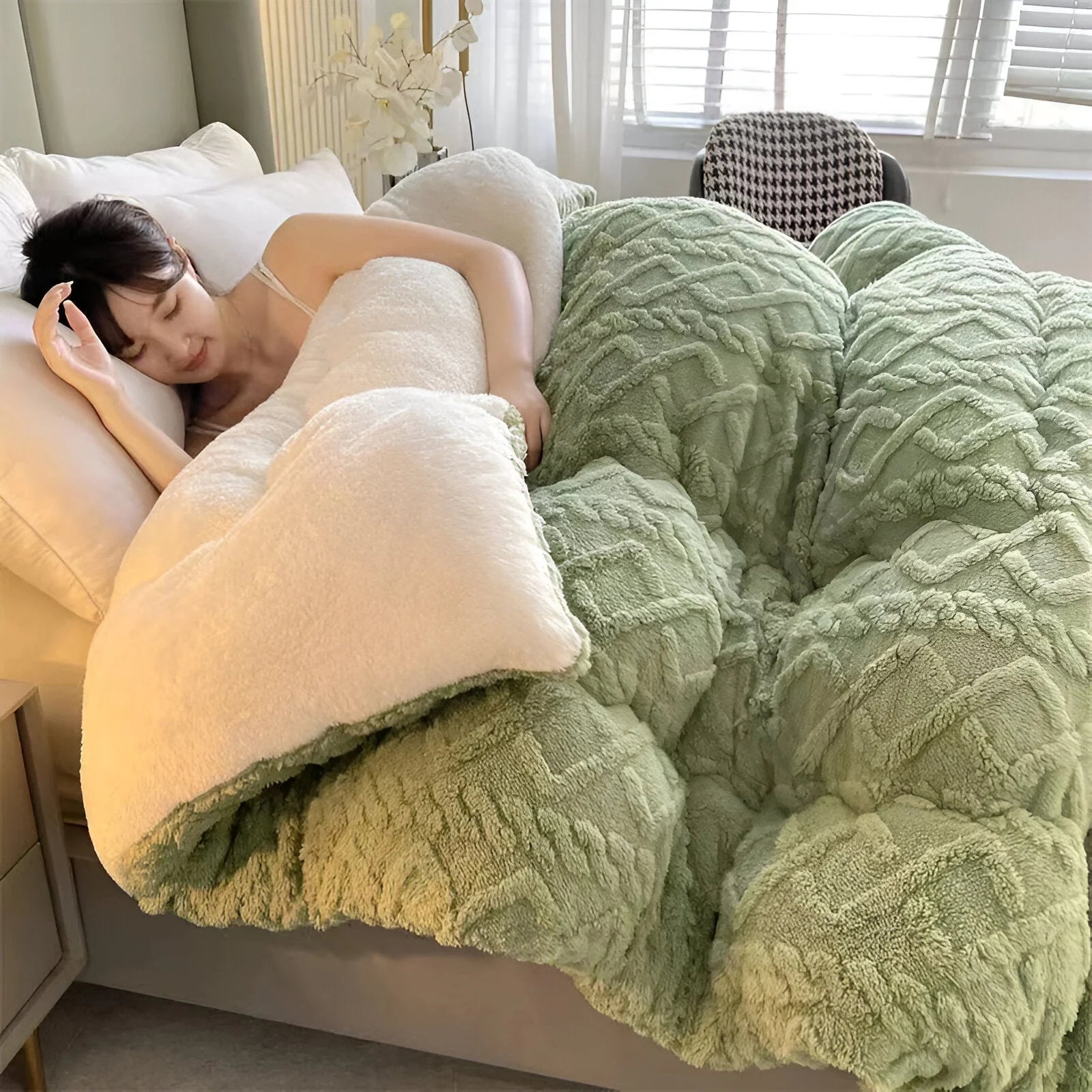 FluffFusion - Weiche und dicke Plüschdecke mit doppelseitigem Design