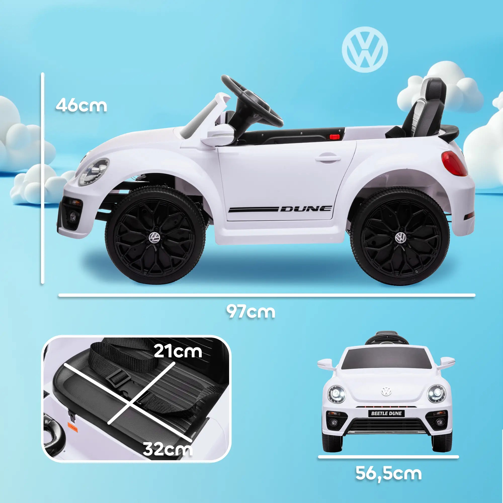 AIYAPLAY Macchina Elettrica per Bambini 12V con Telecomando Bianca