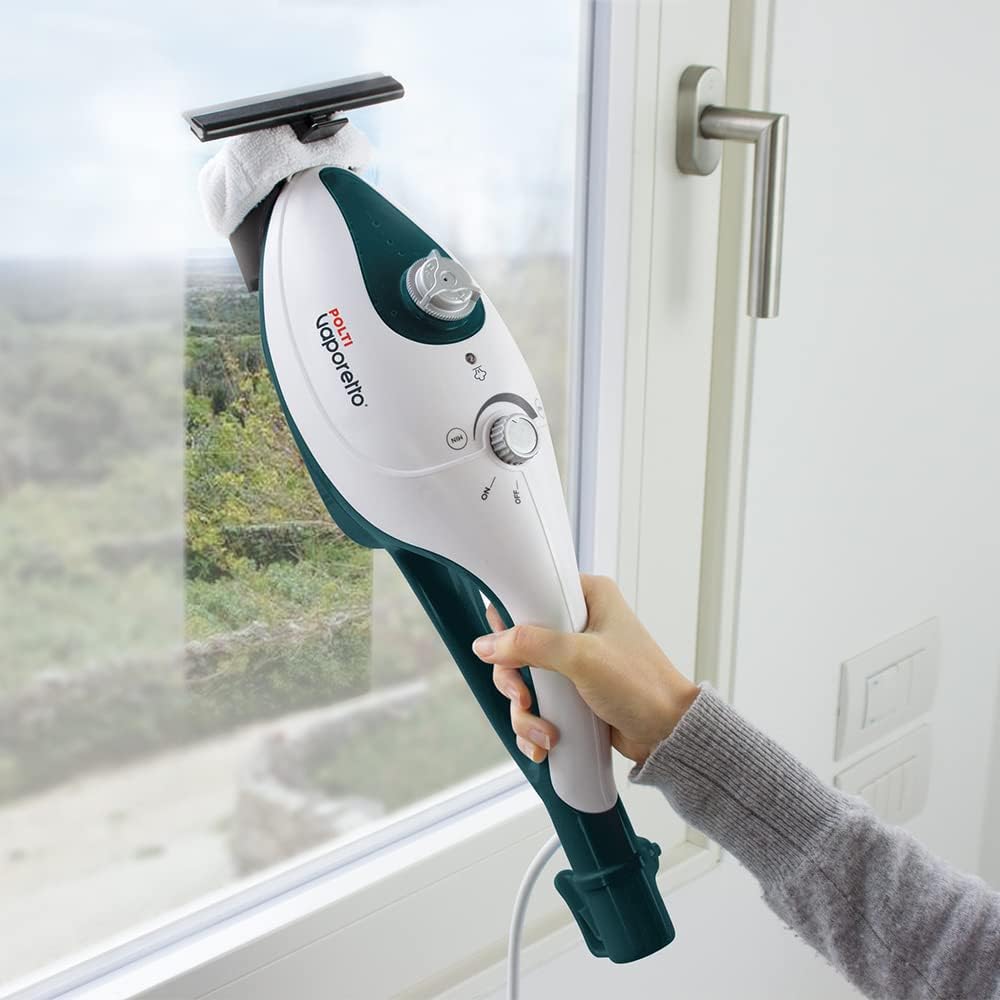 Polti PTEU0292 Vaporetto SV240 Scopa a vapore con pulitore a vapore integrato, uccide ed elimina il 99,9%* di virus, germi e batteri, Bianco/Verde