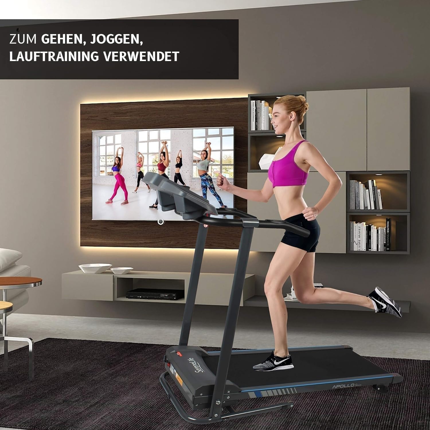 Tapis roulant SereneLife per la casa - Tapis roulant pieghevole, Tapis roulant, con display a LED, tapis roulant per la casa, sincronizzazione app Bluetooth, fitness digitale, tapis roulant con inclinazione, fino a 10 km/h