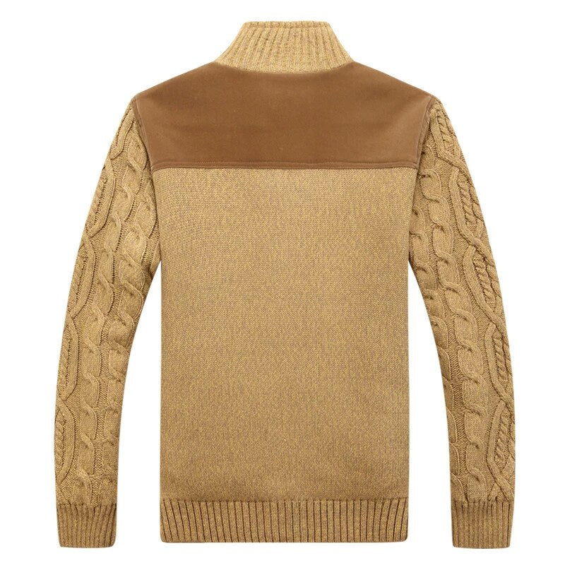 Herren-Strickjacke mit Plüsch-Innenfutter