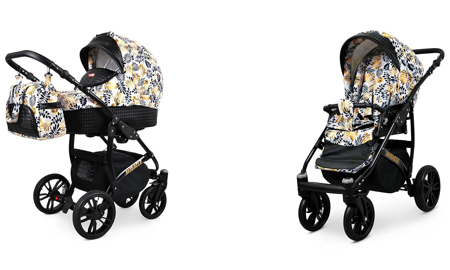 BabyLux® Bambimo Set Passeggino 3 in 1 - Optimal - incl. Navicella, Seduta Passeggino, Seggiolino Auto Ovetto - Seggiolino Auto - Set Passeggino - Passeggino Combinato con Borsa Fasciatoio, Parapioggia ecc.
