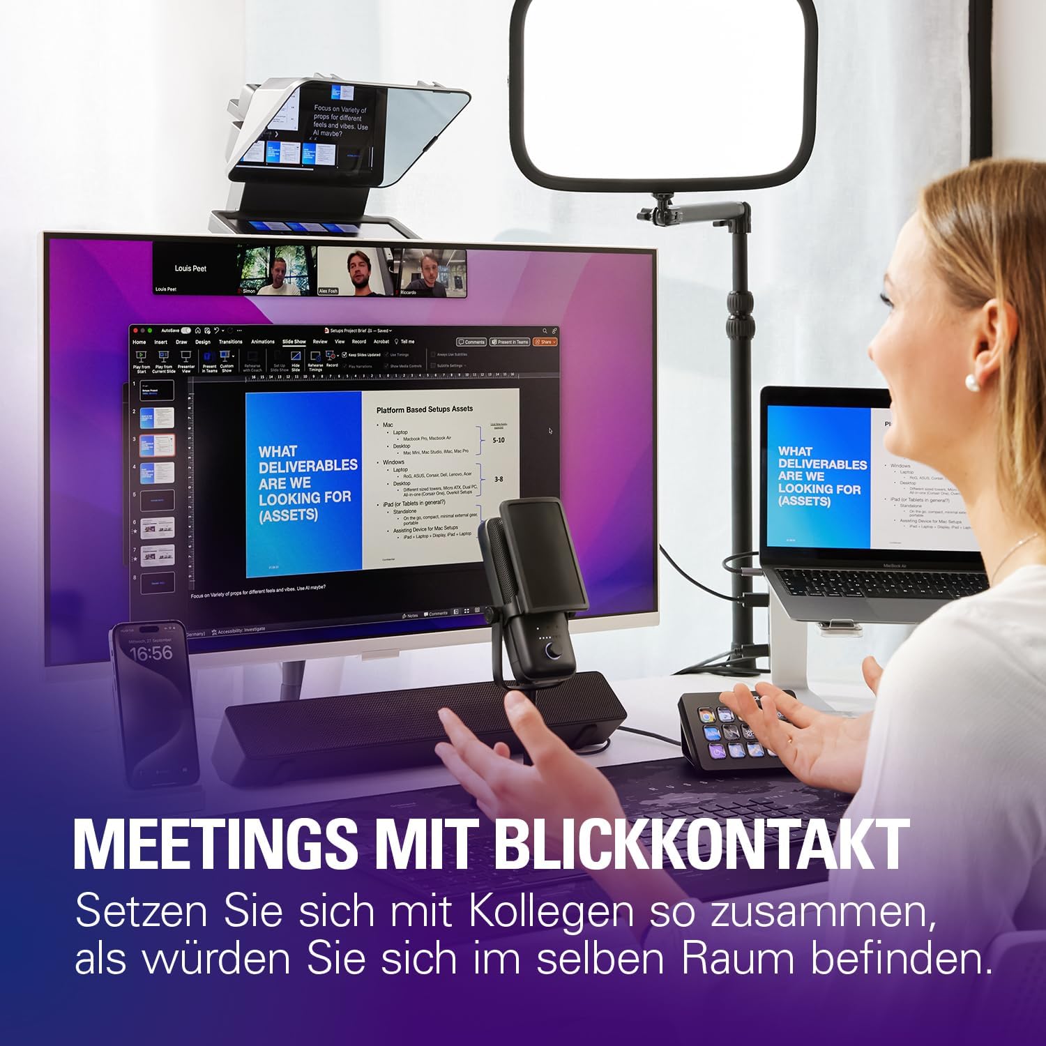 Elgato Prompter – Teleprompter mit integriertem Bildschirm für YouTube, Twitch, Zoom, Teams und mehr, unterstützt DSLR/Webcam/Smartphone, Drag&Drop-Monitoranzeige, funktioniert mit Mac/PC&Stream Deck