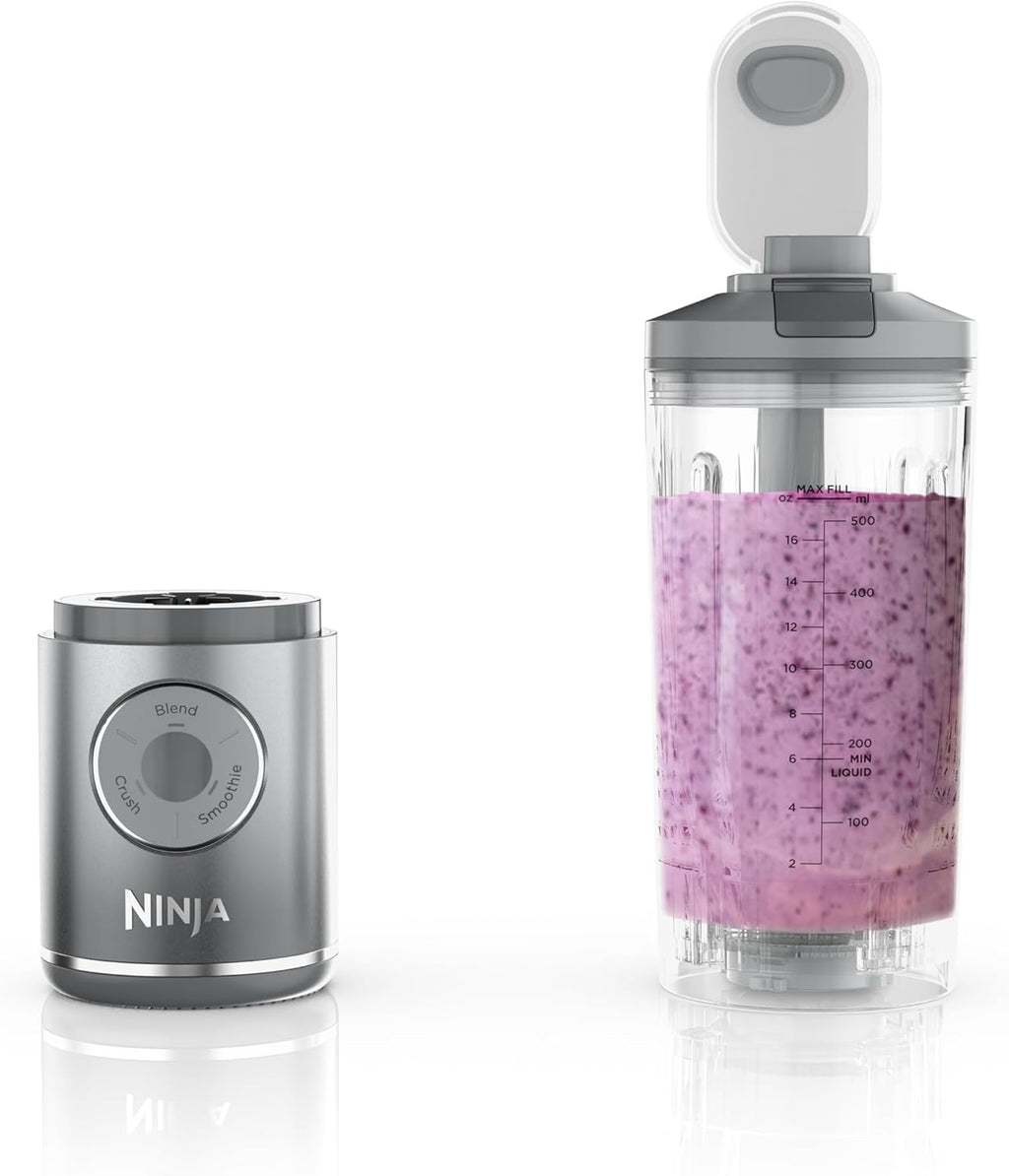 Ninja Blast Max, Tragbarer Mixer + Twist & Go, Personal Blender, Smoothie, Blend, Ninja Crush, 3 Programme, kabellos, 625 ml abnehmbares Gefäß, spülmaschinenfest, auslaufsicher, Silber