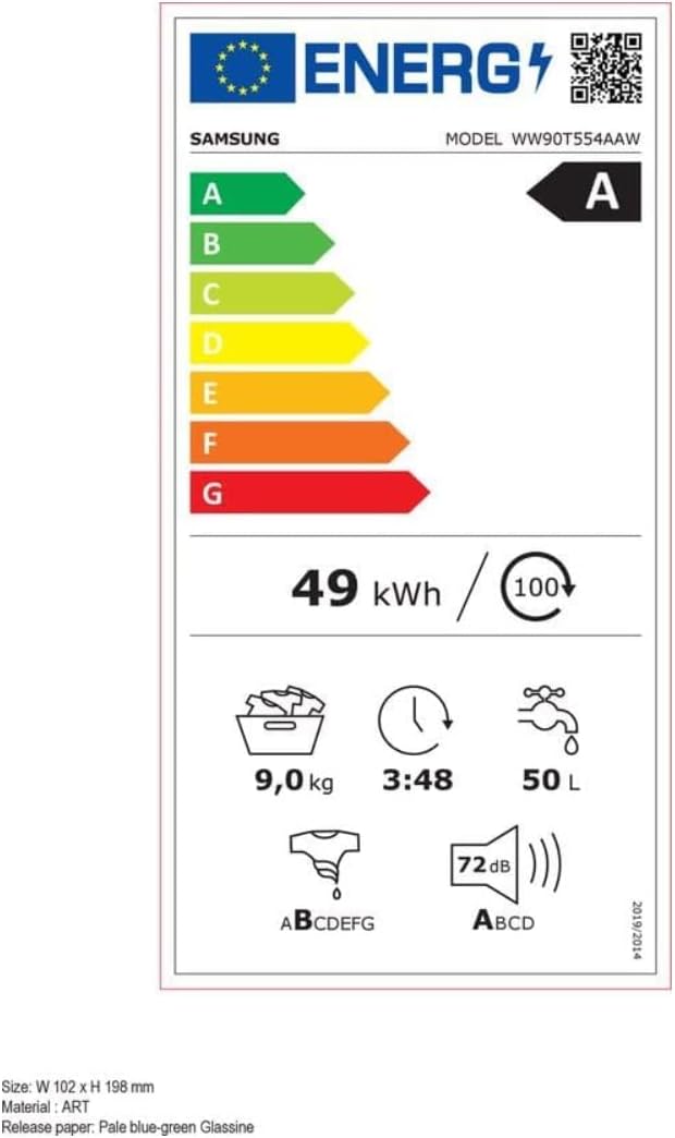 Samsung WW90T554AA Lavatrice a Carica Frontale 9 kg 1.400 Giri/Min, AddWash, Ecobubble, Vapore igienizzante, ECO5590 Classe efficienza energetica: A