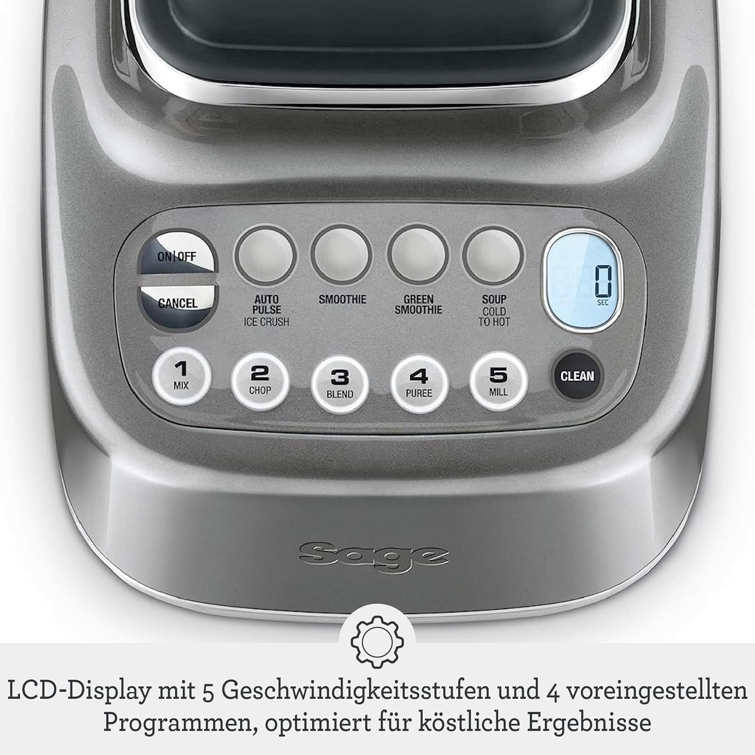 Sage - The Q - Schneller, leistungsstarker Mixer - 2400 W Standmixer, 4 One-Touch-Programme, 300 km/h Umdrehungsgeschwindigkeit - 2L Fassungsvermögen, 5 Geschwindigkeitsstufen - Smoked Hickory