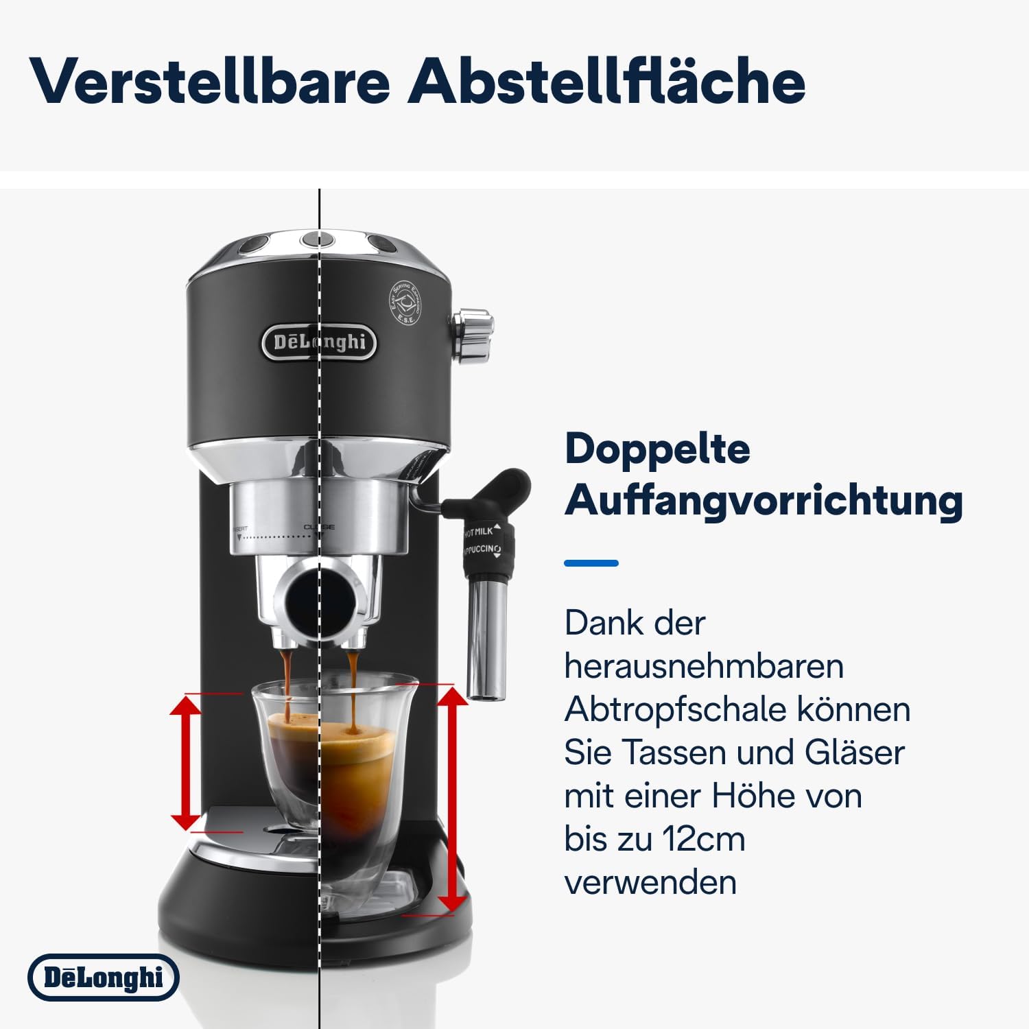 De'Longhi Dedica Style EC 685.M – Macchina da caffè espresso con portafiltro, con montalatte professionale, larga solo 15 cm, per caffè in polvere o cialde ESE, serbatoio dell'acqua da 1 l, argento