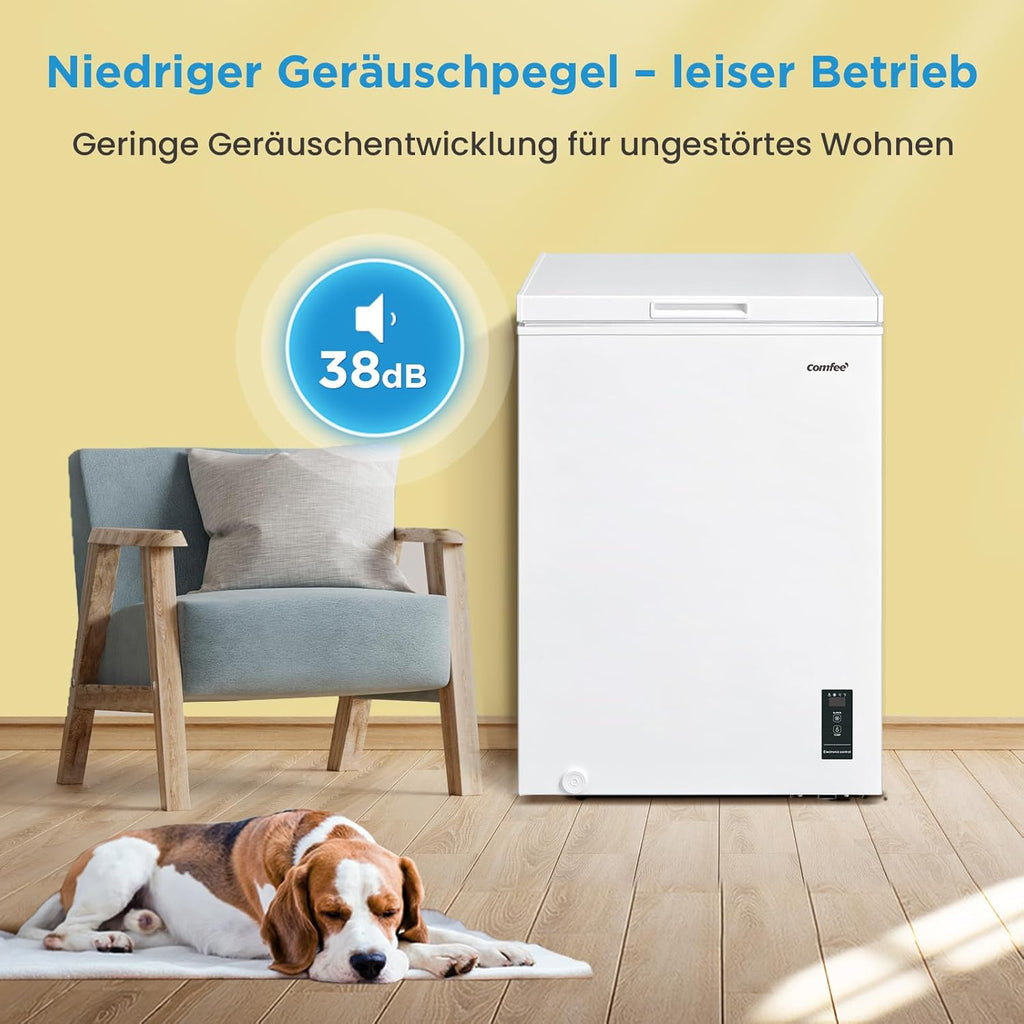 Comfee RCC100WH2(E) Congelatore a Pozzo/169 kWh/anno/85cm di altezza/99L/38dB/Bassa rumorosità/Tubo a D ad alta efficienza/Adatto a diversi scenari d'uso/Regolatore di temperatura regolabile/Bianco