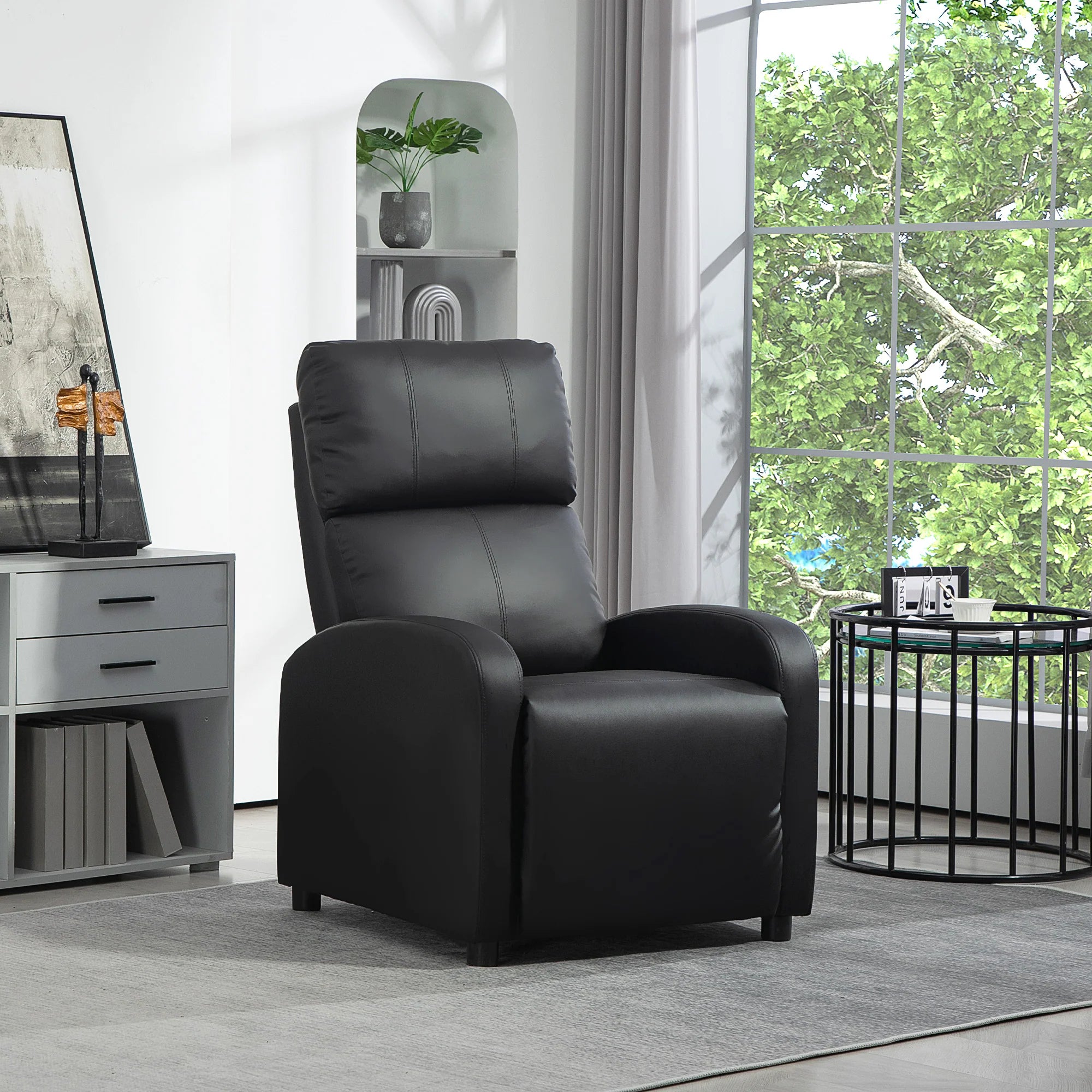 HOMCOM Poltrona Relax per TV con Funzione Reclinabile, Imbottitura Spessa