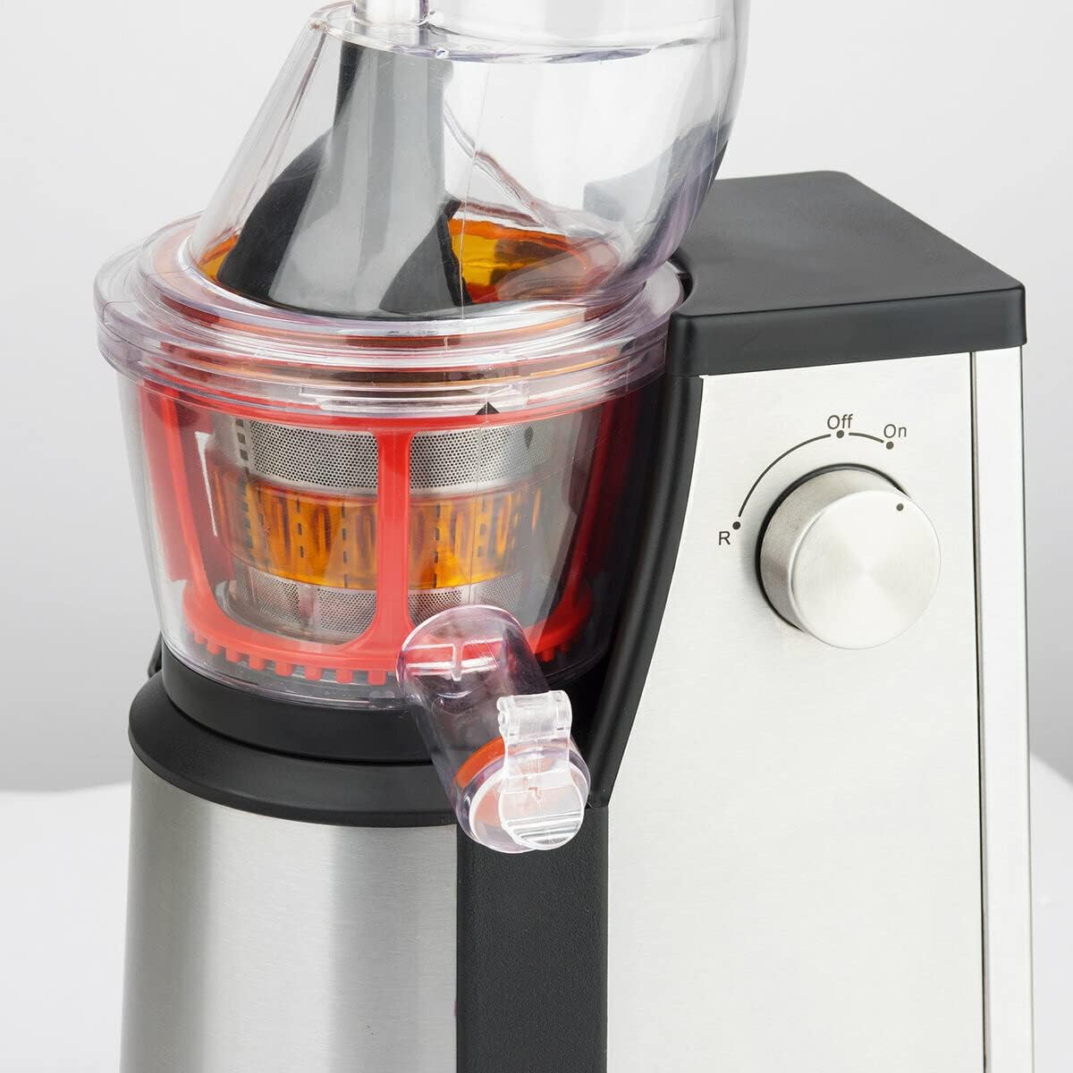 H.Koenig GSX22 Estrattore di succo / 1 L / 3 filtri per sorbetto, succo denso, succo leggero / Contenitore per polpa / Lavabile in lavastoviglie / Acciaio inossidabile /, Nero
