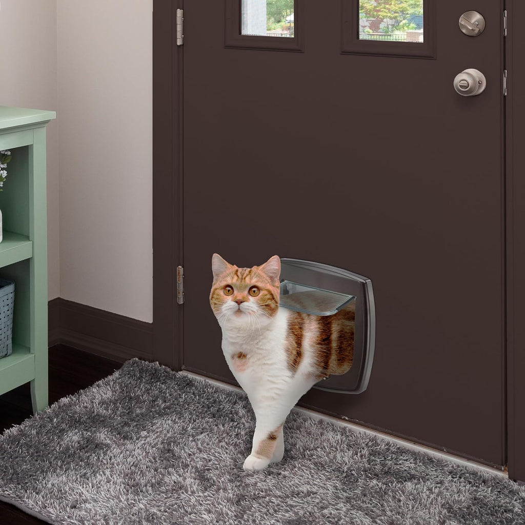 Ferplast Gattaiola per Cani di Taglia Media, Gattaiola per Gatti, Sportello per Animali Domestici a 4 Vie con Ingresso e Uscita Controllabili, con Protezione dalle Correnti d'Aria, Tunnel Completo, Sportello per Cani Swing 11, Grigio