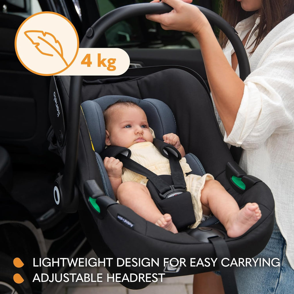 LIONELO ASTRID i-Size SET Seggiolino Auto con Base 40-87 cm Ovetto ISOFIX, Cinture a 3 Punti, Protezione Laterale, Riduttore Dri-Seat, i-Size R129