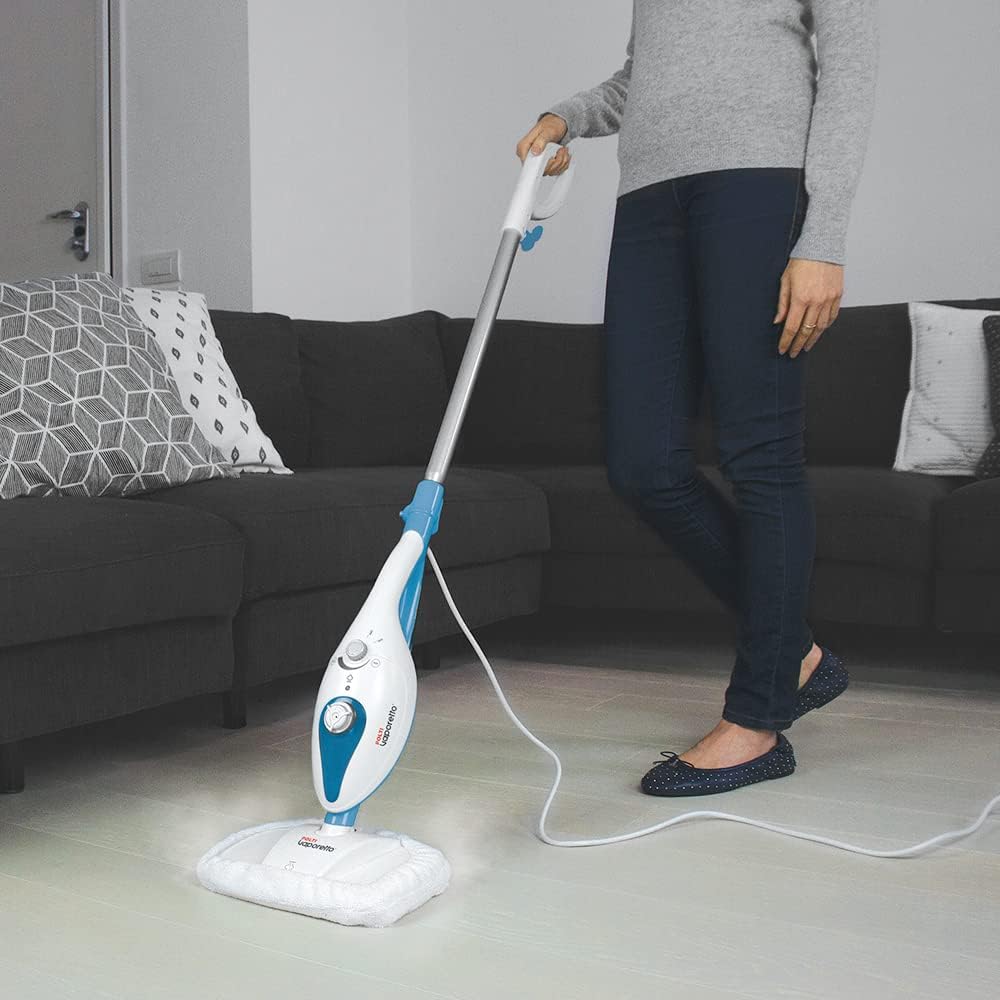 Polti PTEU0292 Vaporetto SV240 Scopa a vapore con pulitore a vapore integrato, uccide ed elimina il 99,9%* di virus, germi e batteri, Bianco/Verde