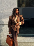 Brown Leather Jacket With Fur And Belt