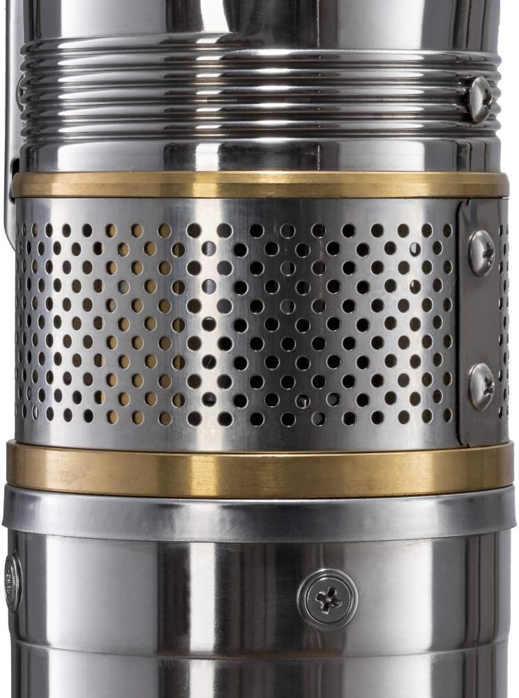 TROTEC Tiefbrunnenpumpe TDP 7501 E – Wasserpumpe mit Fördermenge 6000 l/h, 1100 W – Förderhöhe 90 m, ø 8,6 cm, IP68 für Pumpe, Edelstahlpumpe