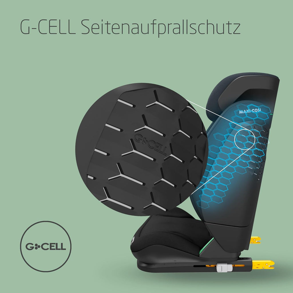 Maxi-Cosi RodiFix S i-Size Kindersitz, 100–150 cm, 3,5–12 Jahre, Autositz Kinder, 3 Liegepositionen, Verstellbare Höhe/Breite, G-CELL Side Impact Protection, AirProtect-Sicherheitskissen, Basic Black