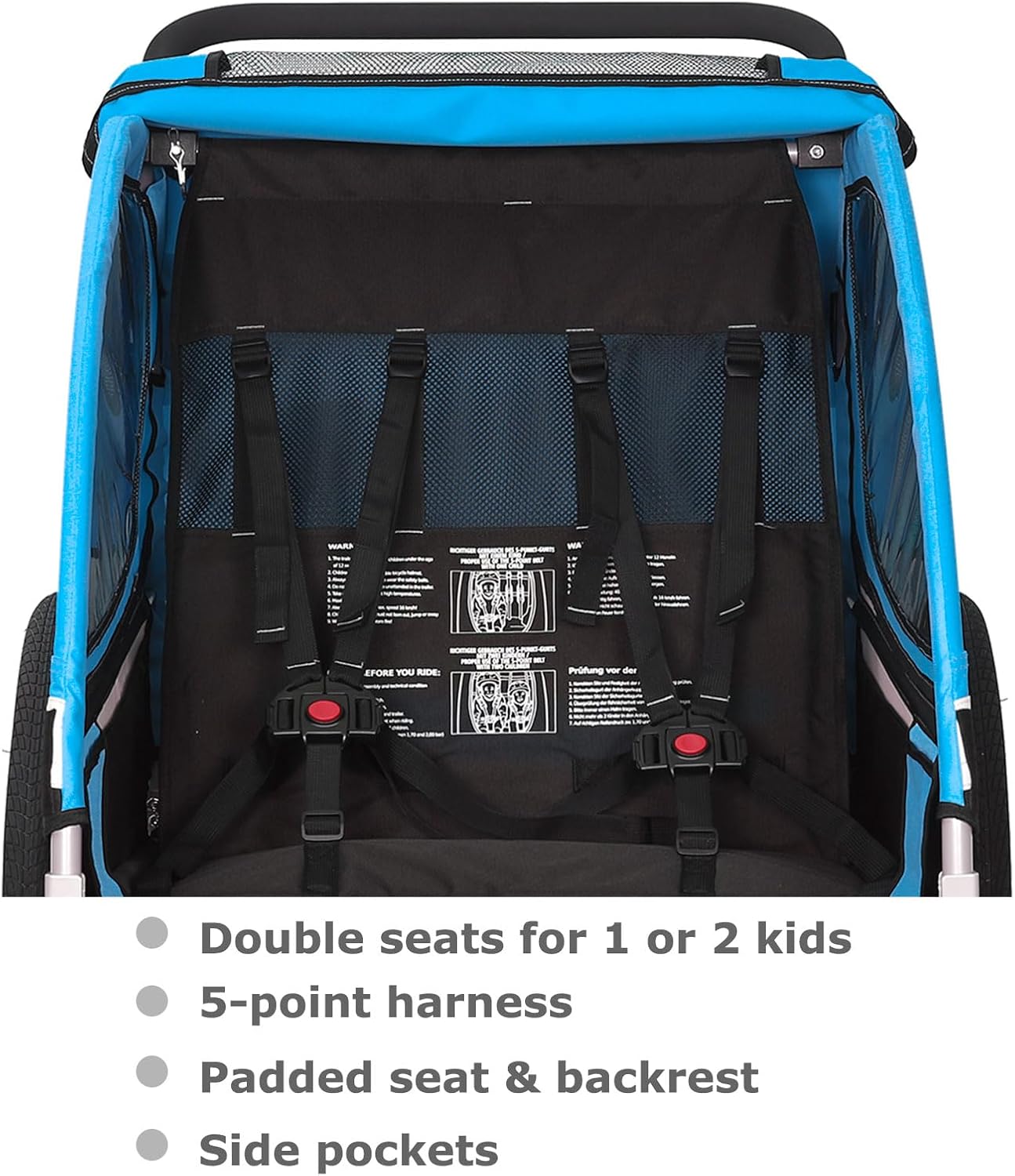 Tiggo S2 Rimorchio per Bambini con Sospensioni Jogger 2 in 1 Passeggino Bicicletta Rimorchio Girevole a 360°