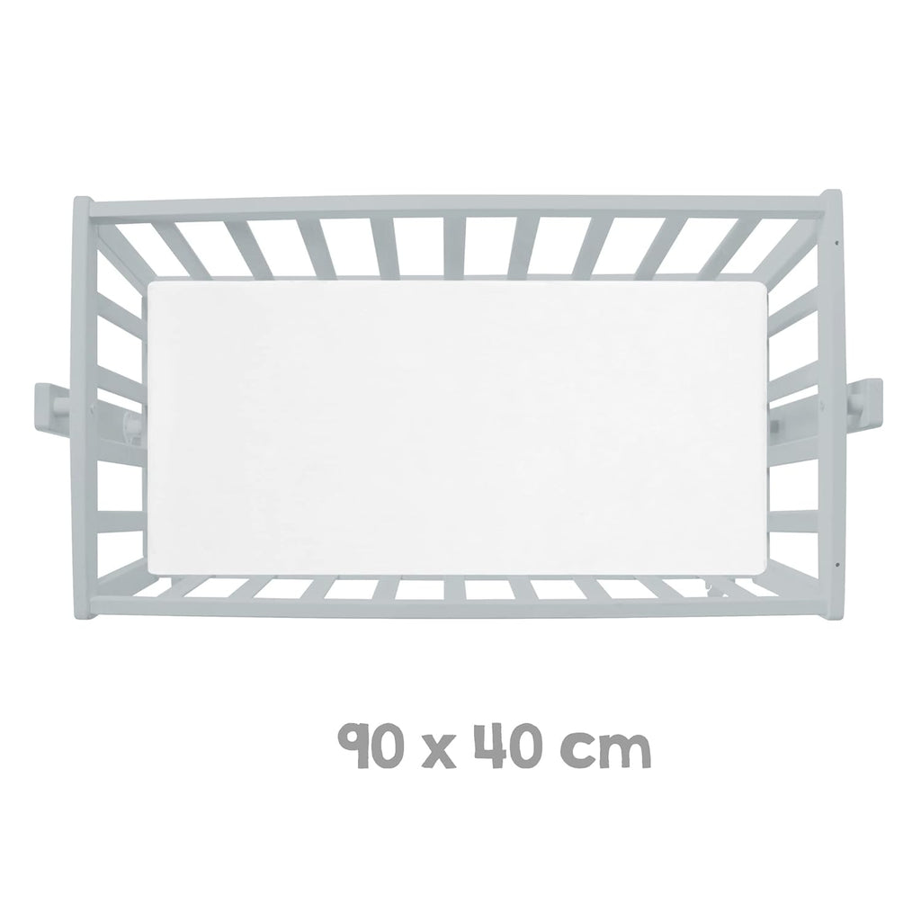 roba Babywiege 40 x 90 cm Adam & Eule - Stubenwagen & Wiege mit Rollen - Bett Set komplett mit Feststellfunktion - Inkl. textiler Ausstattung - Holz weiß