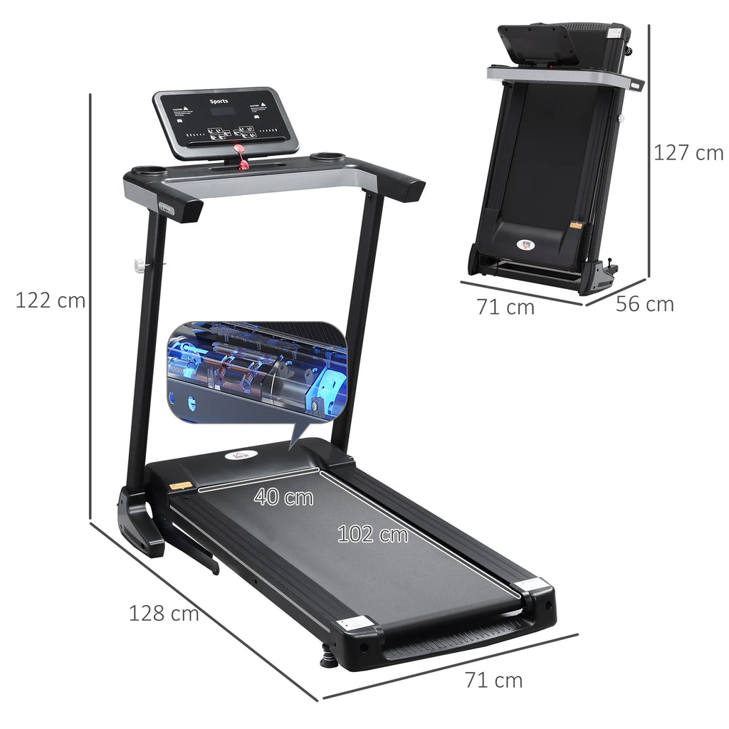 HOMCOM Tapis roulant elettrico pieghevole, display LCD, 12 programmi