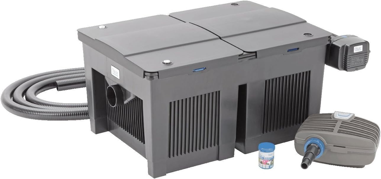 OASE 56789 Filtro a flusso continuo BioSmart Set 36000 adatto per laghetti fino a 36 m³, sistema filtrante, set completo filtro incl. materiale filtrante, pompa per laghetto e chiarificatore UVC