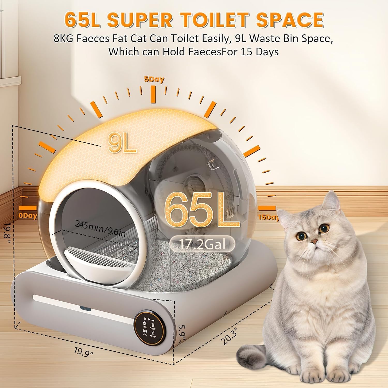 Lettiera Gatto Automatica Elettrica Cat Litter Box Selbstreinigende Automatisches Katzenklo XXL con APP Lettiera Elettrica Chiusa per Gatti di Taglia Grande (Tipo A)