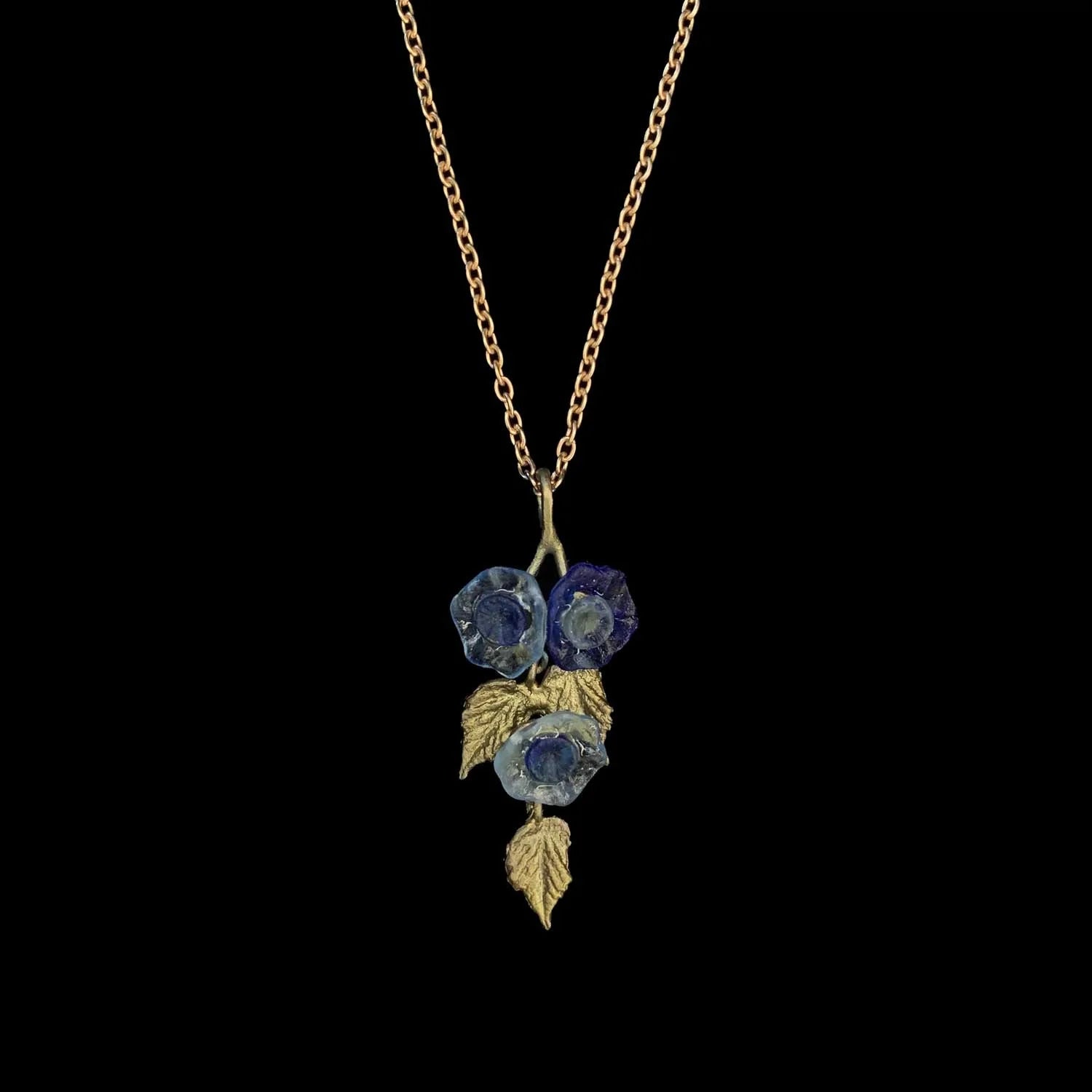 Blaue Prunkwinde Kette mit Anhnger - Kleine Blumen