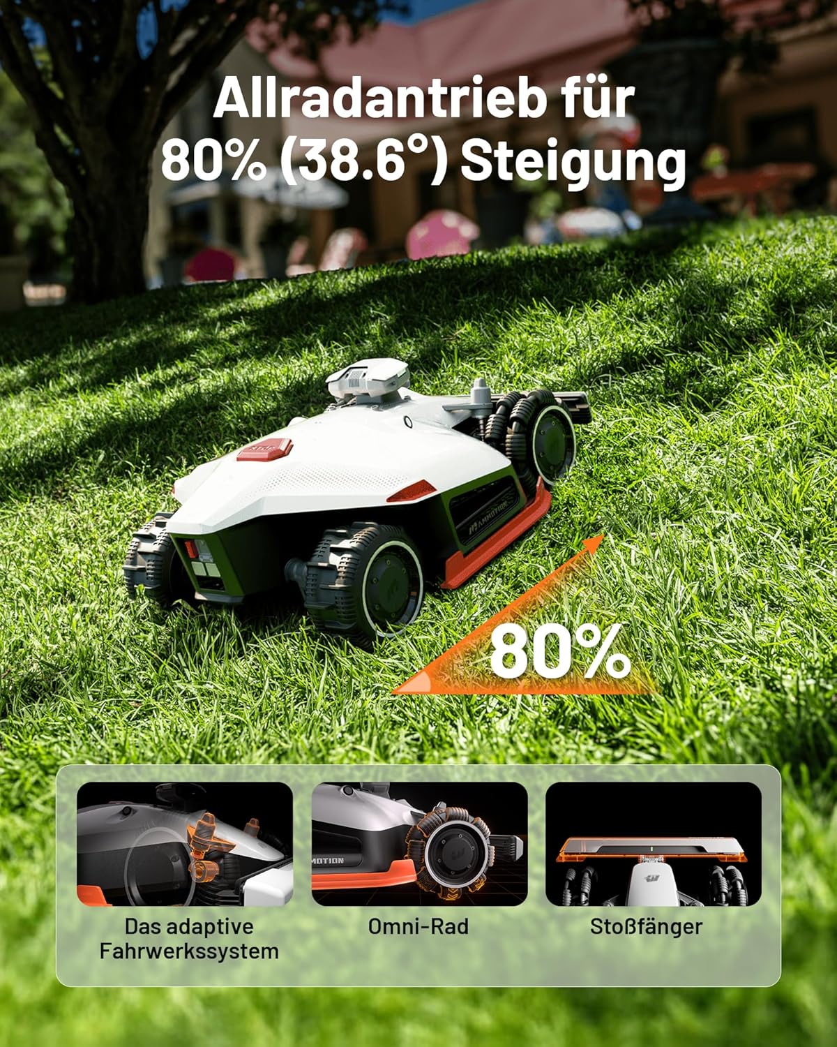 MAMMOTION LUBA 2 AWD 3000X Robot Rasaerba senza Filo Perimetrale, NetRTK+Vision, Nessuna Antenna RTK Necessaria, Mappatura Automatica, Consigliato 3000m², Max. 3600m², con Modulo 4G, Pendenza 80%