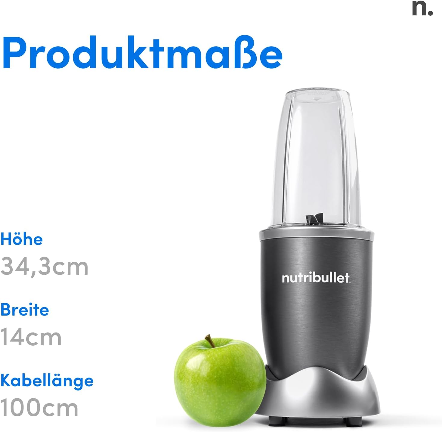 nutribullet Original, Frullatore Elettrico, Tritatutto, Frullatore per frullati, Smoothie Maker, Potenza 600 W, Facile e Veloce da Usare, Compatto, Facile da Pulire, NB603DG