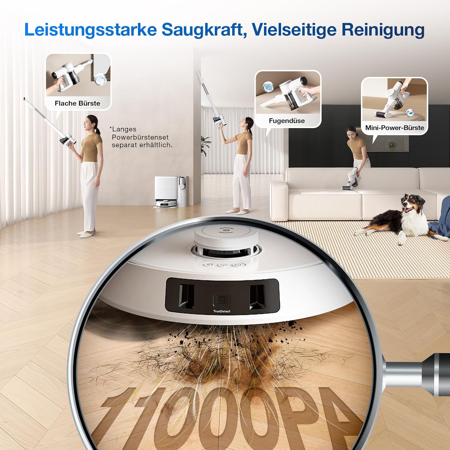 ECOVACS DEEBOT T30S Combo Robot aspirapolvere con funzione di lavaggio e aspirapolvere portatile a batteria, stazione di pulizia tutto in uno, 11000Pa, tecnologia ZeroTangle, pulizia dei bordi TruEdge, lavaggio del mop con acqua calda