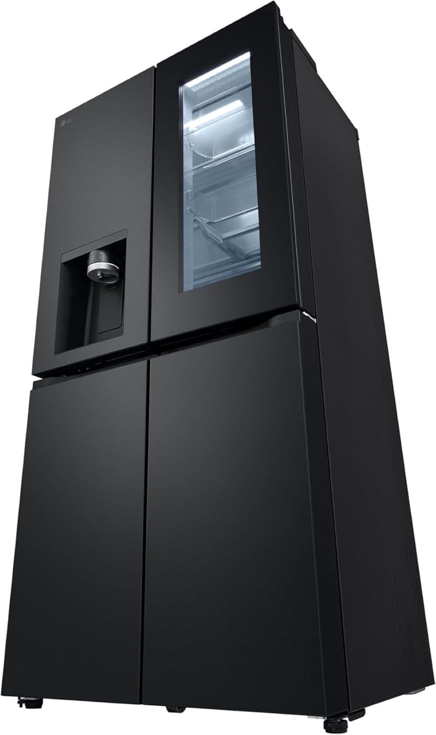 LG GMG861EPAE InstaView SLIM Multi-Door, Classe E, 508 L, Frigorifero Combinato, Erogatore di acqua, ghiaccio e ghiaccio tritato con UVnano, Total NoFrost, Compressore Smart Inverter, Wi-Fi, Colore Nero Opaco